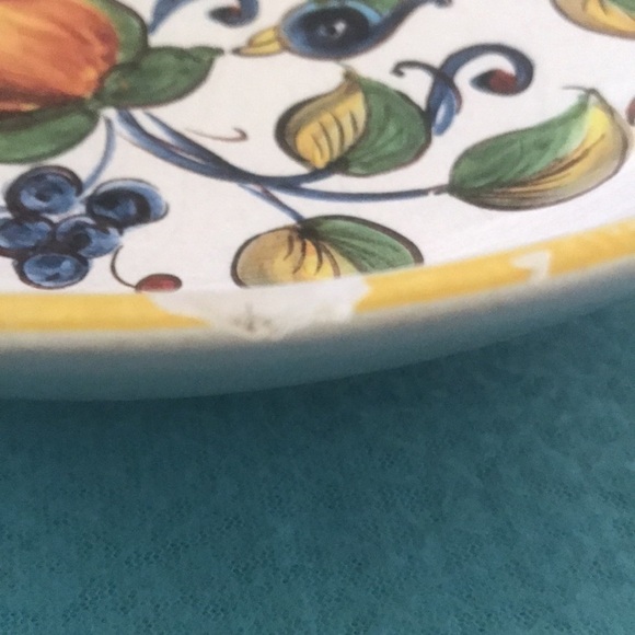 CERAMICA NOVA DERUTA serving bowl Made in Italy Hand painted and decals 3” X 11” - Picture 8 of 13